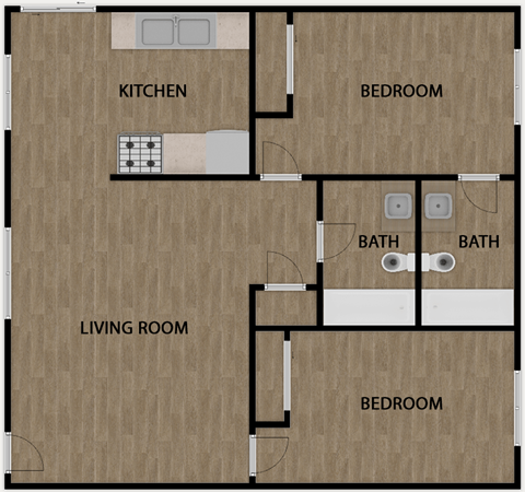 a floor plan of a living room with a kitchen and a bedroom at Casa Sol Apartments, Imperial Beach California